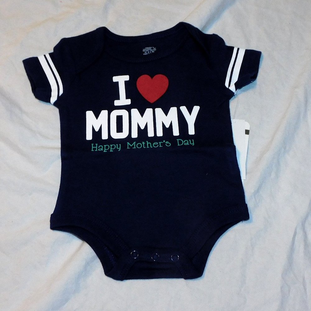 Baby First Mothers Day One Piece Mommy Newborn & 3 Months Navy Blue Unisex NEW